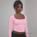 Aditri Ribbed Button U-Neck Top