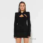 Afnan Twisted Long Sleeve Mini Dress