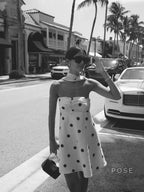 Ailen One Shoulder Polka Dot Dress