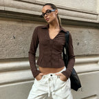 Ailen Striped V-Neck Shirt