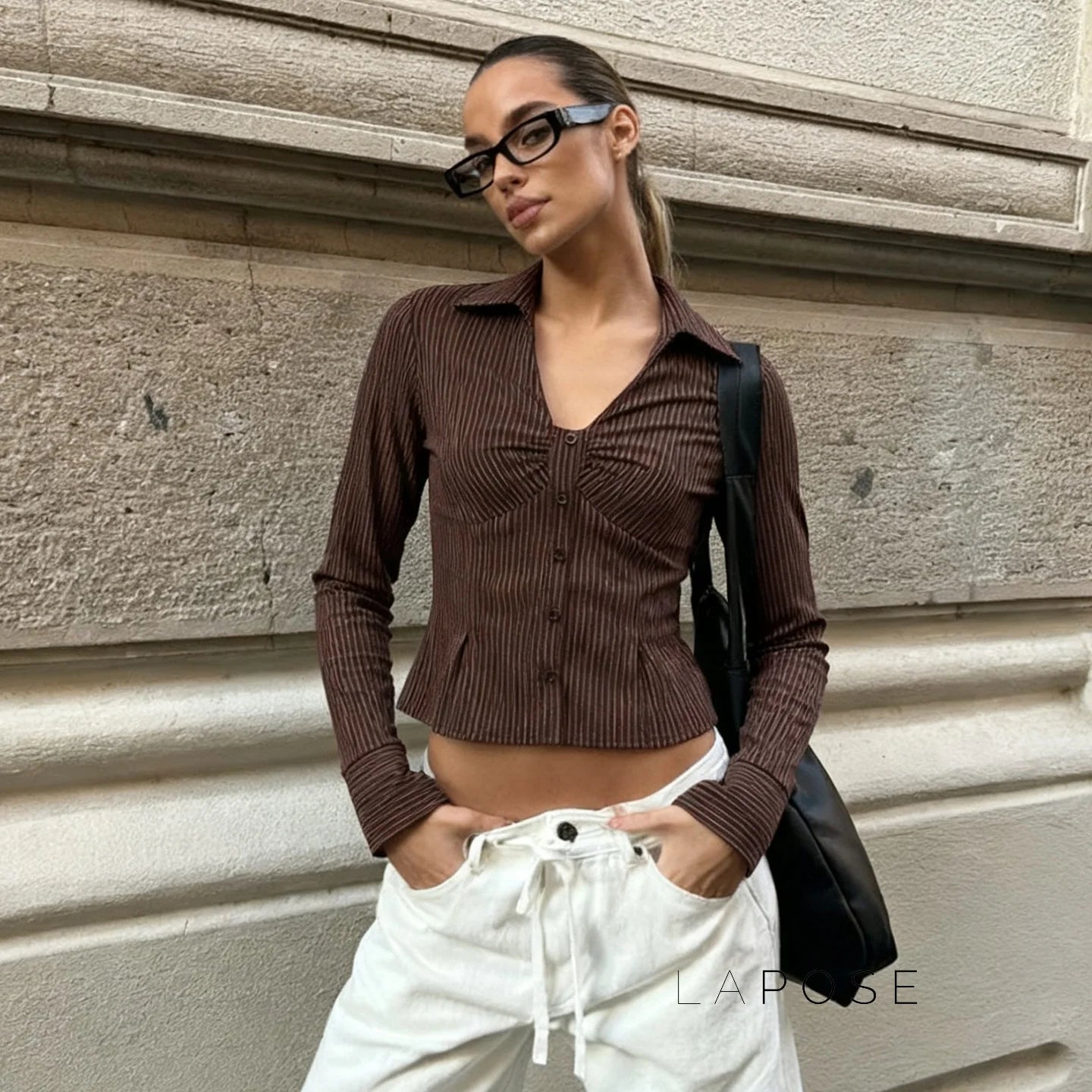 Ailen Striped V-Neck Shirt