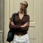 Ailen Striped V-Neck Shirt