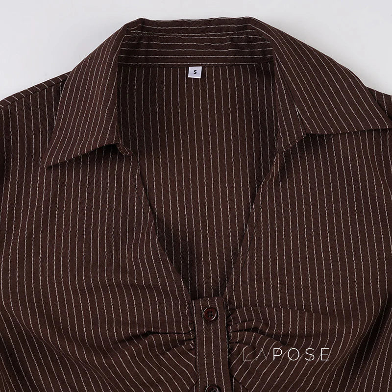Ailen Striped V-Neck Shirt