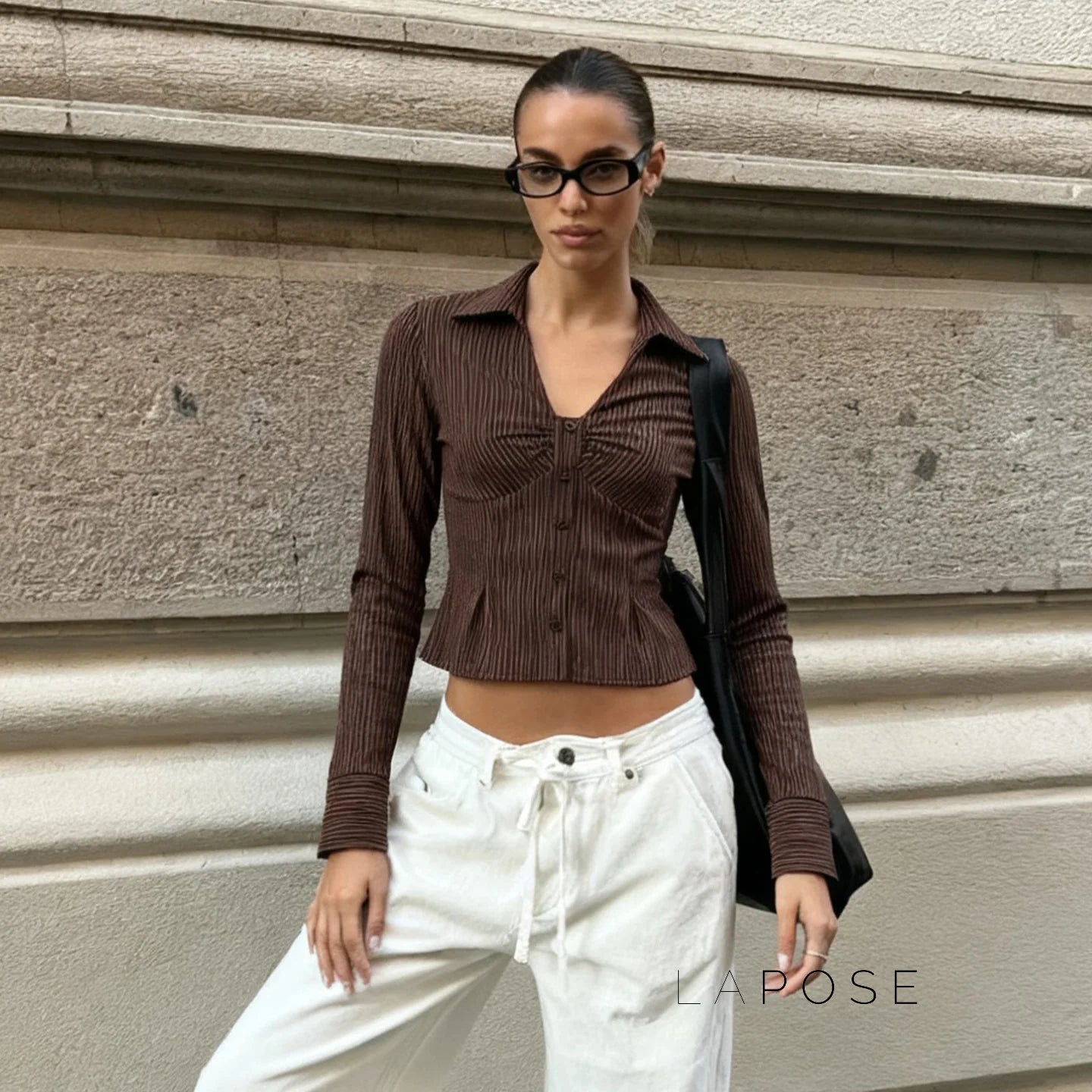 Ailen Striped V-Neck Shirt