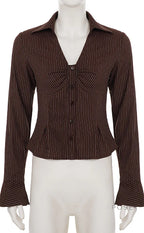 Ailen Striped V-Neck Shirt