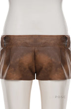 Ainslie Brown Faux Leather Biker Shorts