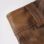 Ainslie Brown Faux Leather Biker Shorts