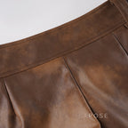 Ainslie Brown Faux Leather Biker Shorts