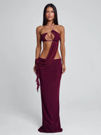 Akilah Asymmetric Beaded Maxi Dress