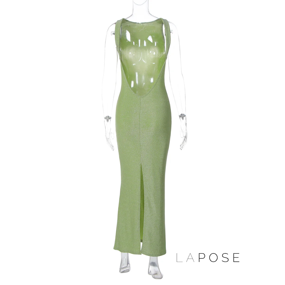 Akilah Shiny Backless Slit Dress
