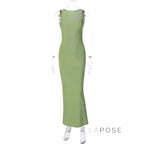 Akilah Shiny Backless Slit Dress