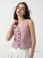 Alaa Button-Up Crop Vest