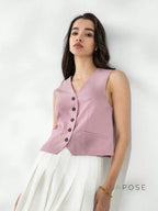 Alaa Button-Up Crop Vest