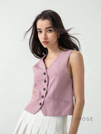 Alaa Button-Up Crop Vest