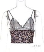 Alania Leopard Print V-Neck Crop Top