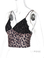 Alania Leopard Print V-Neck Crop Top
