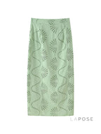 Alaura Green Embroidered Skirt Set