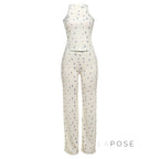 Aleah Ribbed Floral Pant Set