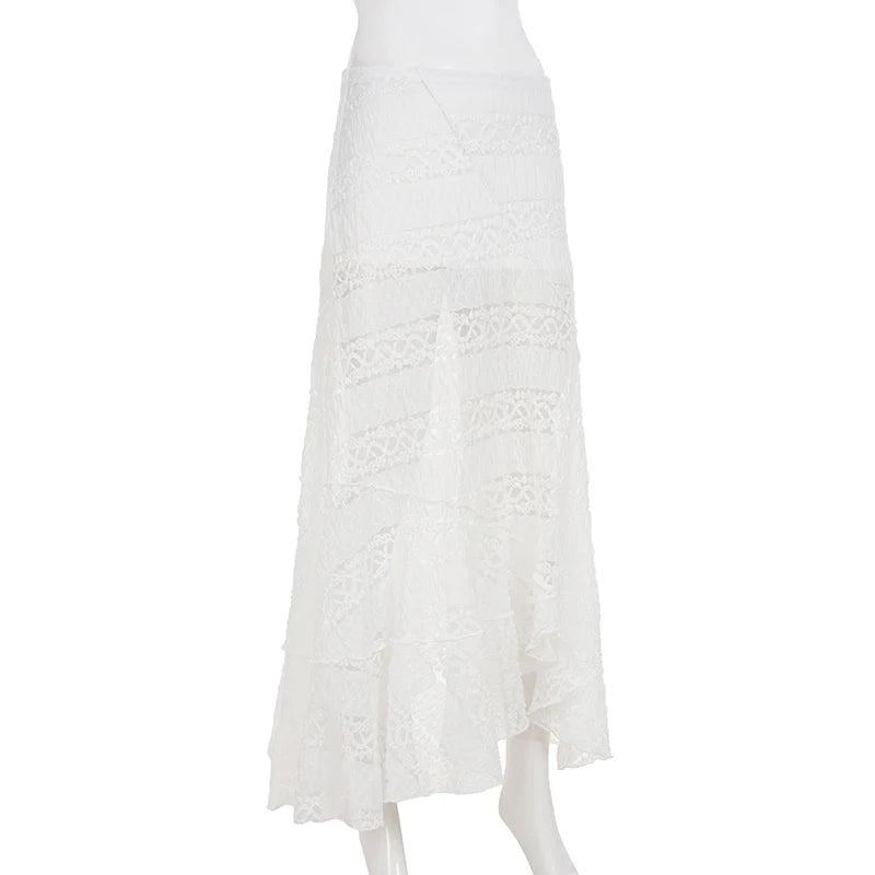 Alianny Eyelet Lace Midi Skirt