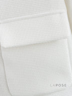Alicia Textured Buttoned White Jacket
