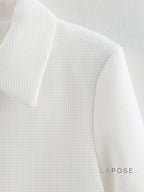 Alicia Textured Buttoned White Jacket