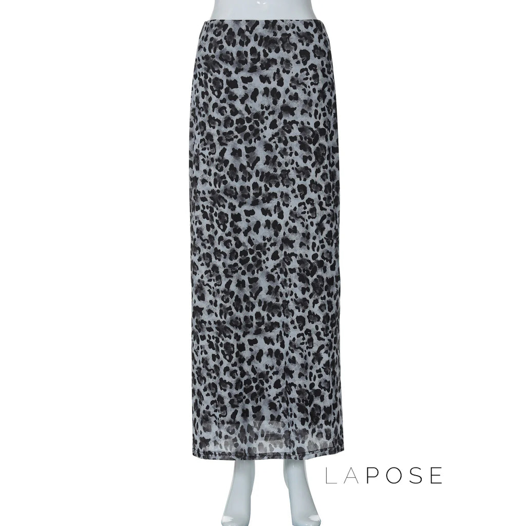 Alyssa Leopard Mesh Maxi Skirt