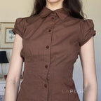 Amaria Brown Puff Sleeve Top