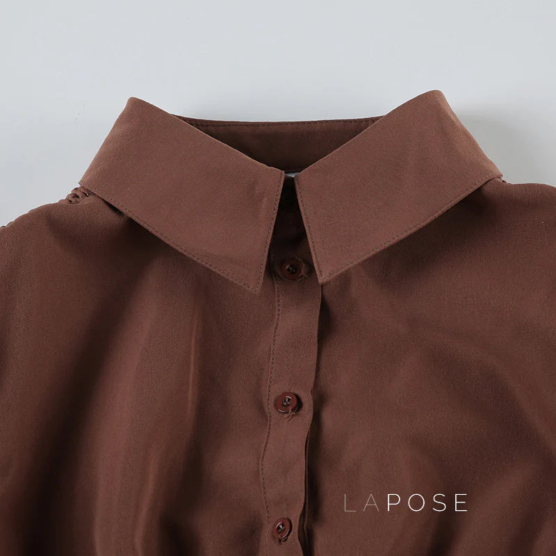 Amaria Brown Puff Sleeve Top