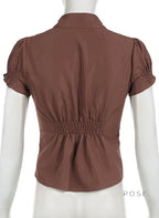 Amaria Brown Puff Sleeve Top