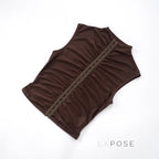 Amauri Pleated Mock Neck Vest