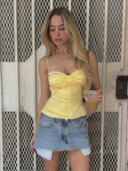Ameena Pleated Satin Crop Top