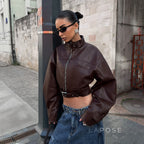 Aminata Cropped Faux Leather Jacket