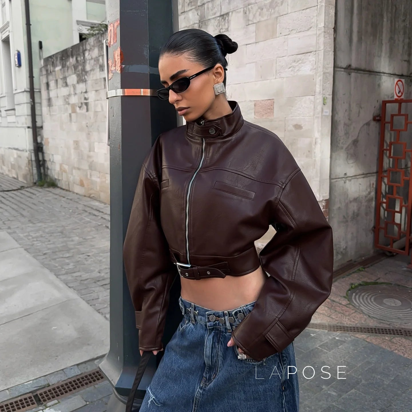 Aminata Cropped Faux Leather Jacket
