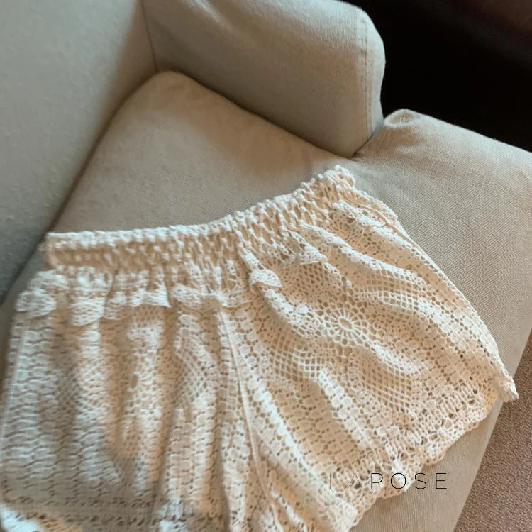 Amya Lace Knit Wide-Leg Pants