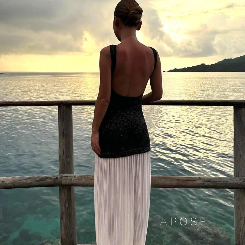 Anabia Black Sequin Maxi Dress