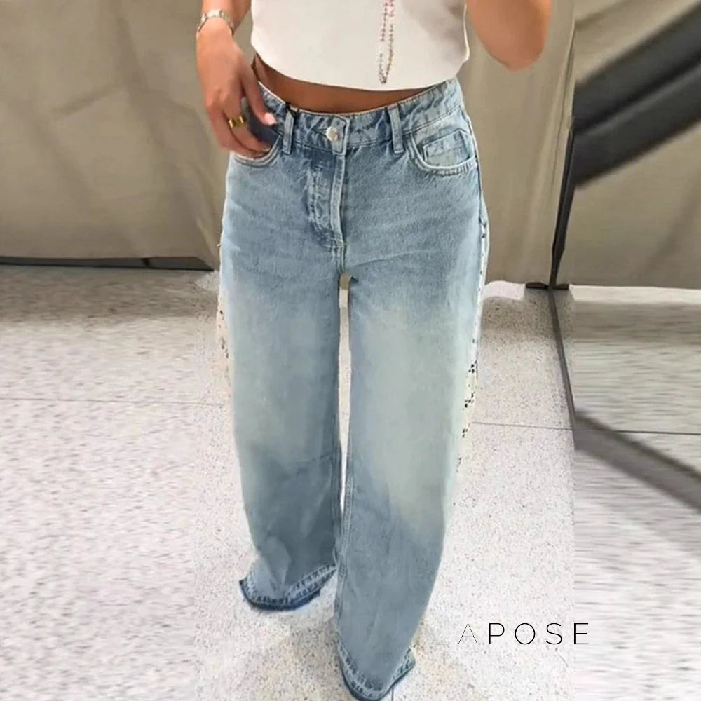 Anaisha Crochet Patch Wide-Leg Jeans