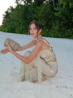 Analiz Beaded Mesh Skirt Set