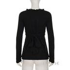 Analy Ruched V-Neck Long Sleeve Top