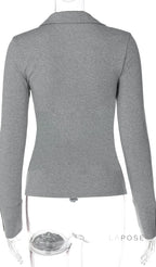 Aniylah Ribbed Collared Button Top