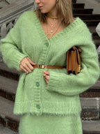 Annalyn V-Neck Knit Skirt Set