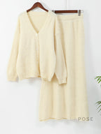 Annalyn V-Neck Knit Skirt Set
