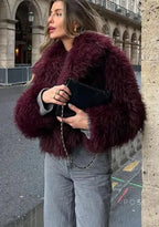 Anniyah Burgundy Faux Fur Jacket
