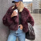 Anniyah Burgundy Faux Fur Jacket
