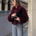 Anniyah Burgundy Faux Fur Jacket