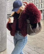 Anniyah Burgundy Faux Fur Jacket
