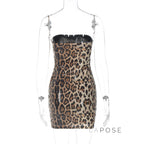 Arleen Strapless Sequin Leopard Mini Dress