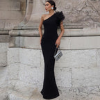 Aryana Feather One-Shoulder Gown