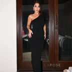 Aryana Feather One-Shoulder Gown