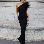 Aryana Feather One-Shoulder Gown