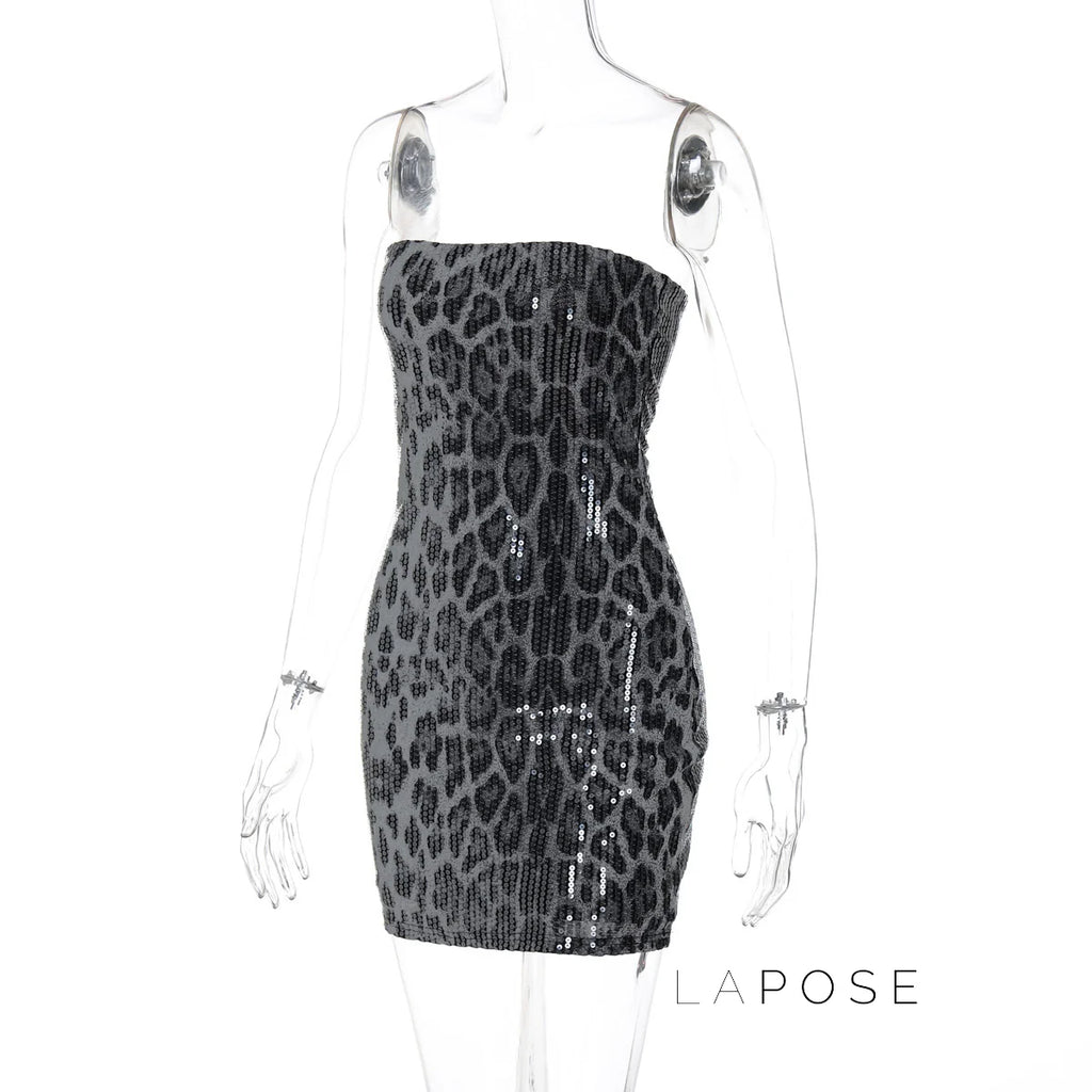 Ashlee Leopard Sequin Mini Dress